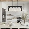 WUZUPS 5-Light Metal Chandelier Imitation Wood Grain Linear Pendant Ceiling