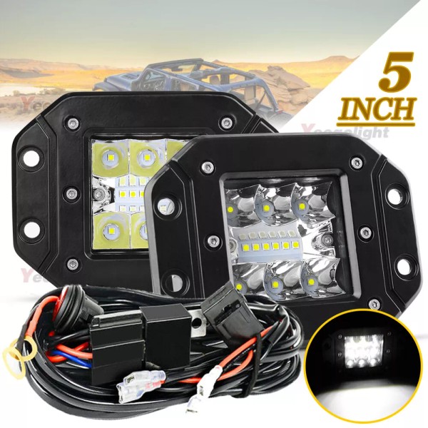 yeegolight 2x 260W 5inch LED Cube Pods Work Light Flush