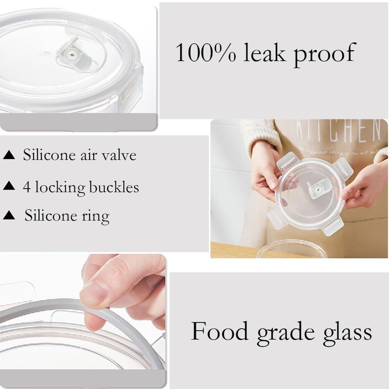 H.JSS WDJS 24 Oz Round Glass Food Storage Container, 3