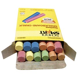 School Smart Dustless Chalkboard Chalk - Pack of 12 - Assorted Colors