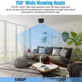 HESRY Camera Mini 1080P Smart Wireless Wireless WiFi Camera Home Security Surveillance Cam Car Tiny Nanny Cam, Small Portable Baby Cameras Dog Pet Camera for Indoor Outdoor Black