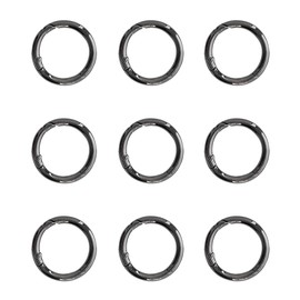 10Pack 1 Inch Small Springs O Ring, Round Carabiner Keyring, Snap Clip Trigger Springs Keyrings Buckle, Metal Spring O Rings Clip Keychain for Handbag, Lanyard Lanyard and Bag (Black)