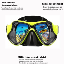 DIPUKI Snorkeling Gear for Adults Snorkel mask Set Scuba Diving mask Dry Snorkel Swimming Glasses Swim Dive mask Nose Cover Youth Diving (Red+Yellow（2 Pack）)