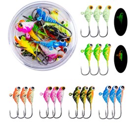 Goture Ice Fishing Jigs Set Ice Jigs 18pcs Ice Fishing Lures with Tackle Box Bass Trout