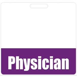Physician Badge Buddy (Purple) - Horizontal Heavy Duty Badge Tags for Doctors - Double Sided Badge Identification Card