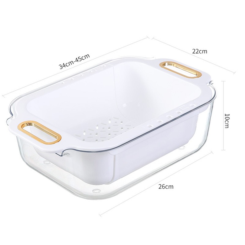 Extendable Over Sink Colander Double Layers Retractable Drainer Basket for