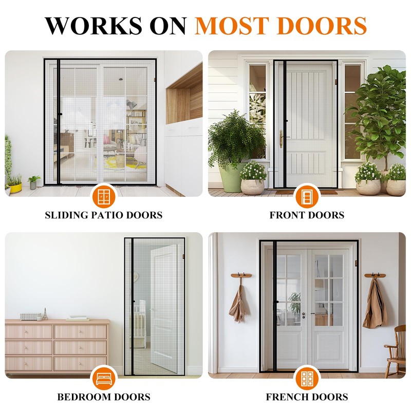 MAGZO Magnetic Screen Door, Fits 48'' x 80'' Door(Mesh Size
