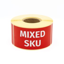 MD Labels Warning Labels on Roll 100 x 50 mm - 500 - Mixed SKU Parcel Stickers for Shipments Shipping Labels - Neon Bright Red - Package Stickers - Labels for Shipping - Packaging Stickers