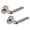 Excel Argo Passage Door Handles on Round Rose, Satin Nickel/Polished