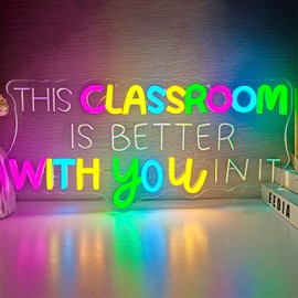Classroom Neon Signs for Wall Decor This Classroom Is Better With You in It Neon Lights for Bedroom,Positive Affirmation Led Signs for Wall Decor Teacher Student Back to School Gifts