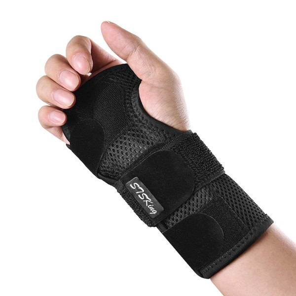 Wrist Splint Bandage Carpal Tunnel Syndrome Hand Bandage Wrist Support for Relief of Tendonitis and Pain on the Hand Splint Left Right Hand with Compression Band (S/M, Right)