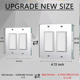 Silver Mirrored Switch Cover - Durable Acrylic Decorative Double Gang Toggle Wall Plate