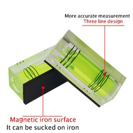 UMEI High Precision Mini Level Bubble, Three line Level Ball, Household Level (40X15X15mm 4PCS) (Green) (With magnet)