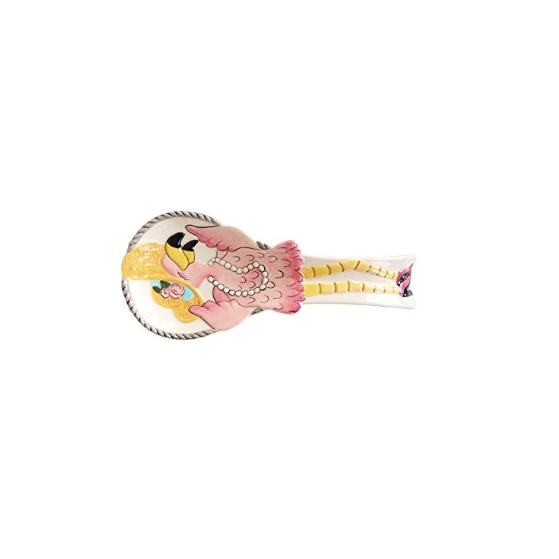 Blue Sky Ceramic Flamingo Spoon Rest, Multicolor