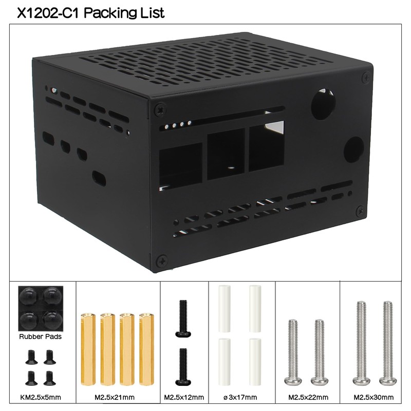 Geekworm X1202-C1 Metal Case for Raspberry Pi 5 & X1202