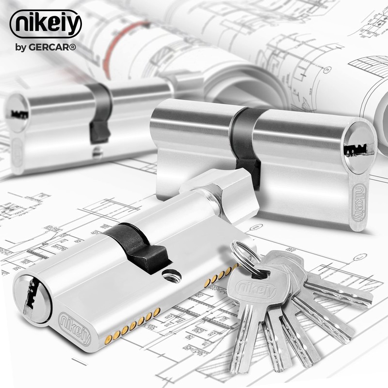 GERCAR 3x Knob Cylinder Simultaneous Locking 3 Locking Cylinders 45/45