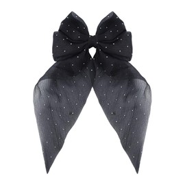 Black Sparkle Hair Bow Clip Glitter Hair Bows for Girls Women Oversized Bows Hair Clips for Birthday Party Bowknot Hairpins Black Accessories for Women Girls Glitter Bow Barrette Clip