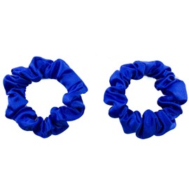 Mytoptrendz® 2pcs Small Scrunchies Skinny Silky Satin Hair Ties for Women Girls Ponytail Holder Hair Accessories (Royal Blue)