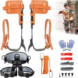 timiland Tree Climbing Spikes Set,Leather Tree Climbing Gear can adjustable Length Design,with adjustable Climbing belt and nylon umbrella rope,for Climbing,Picking Fruit and Outdoor Sports