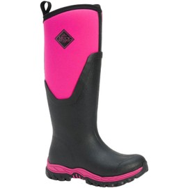 Muck Boots Chore Classic Tall Steel Toe Men's Rubber Work Boot,Black/pink, Women's 9
