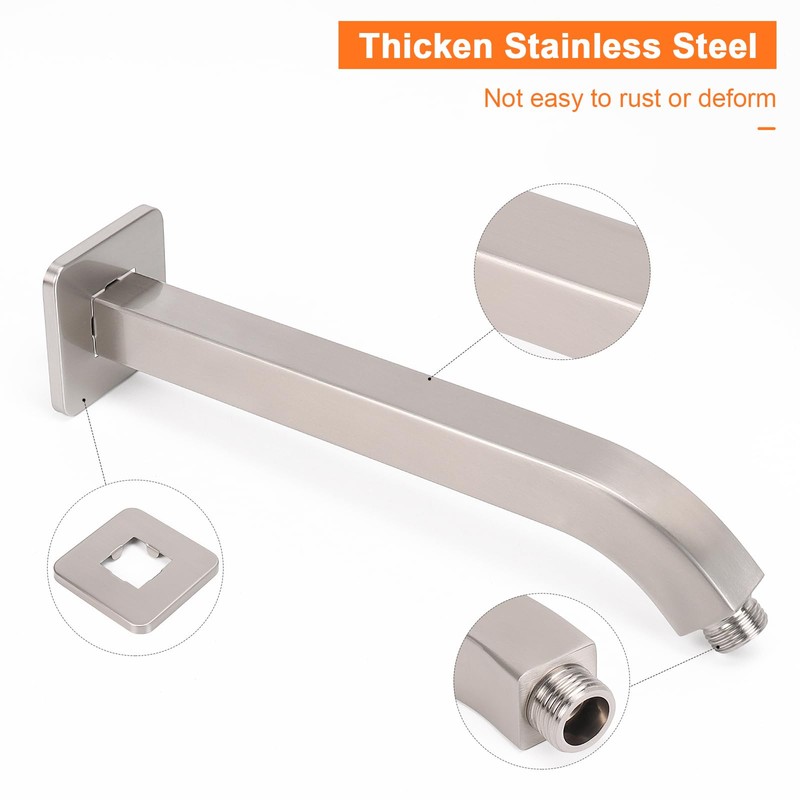 HarJue Shower Arm with Flange and Teflon Tape, Wall Mounted