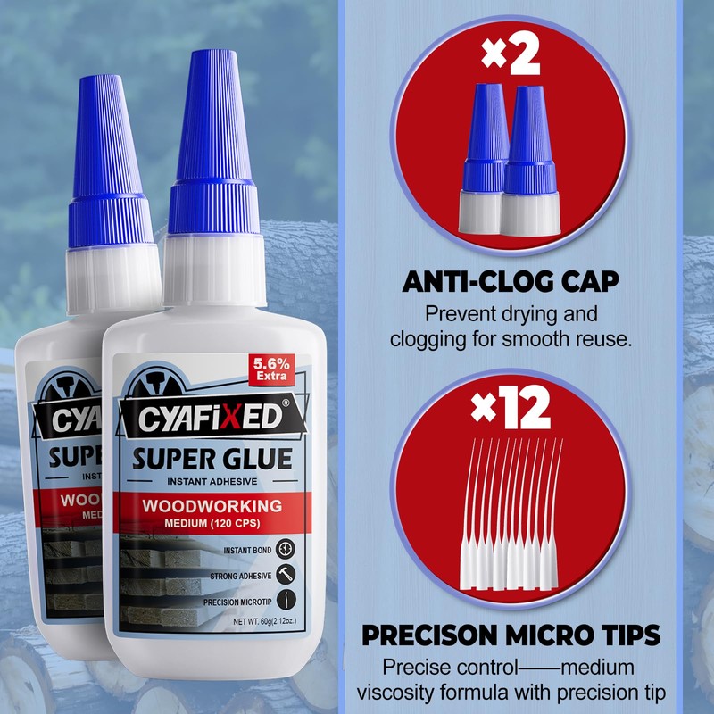 Wood Super Glue 113.6 Gram 4oz, Clear Instant Medium Cyanoacrylate