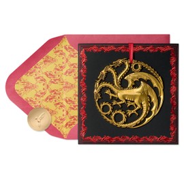 Papyrus Game of Thrones Christmas Ornament with Blank Card (Targaryen Sigil)