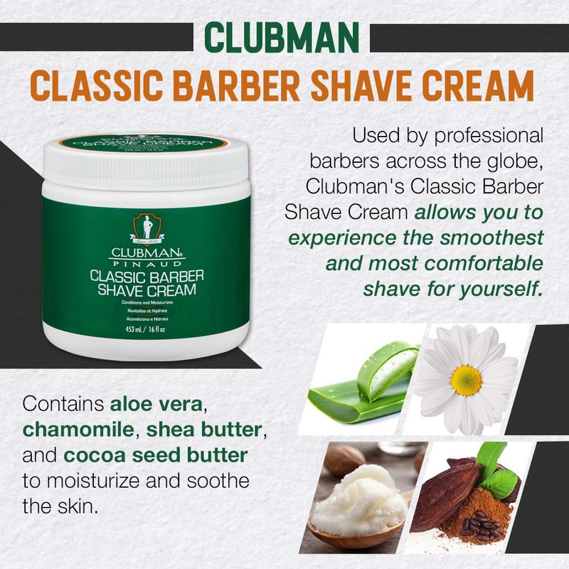 Clubman Pinaud Classic Barber Shave Cream, Moisturizing and Conditioning for