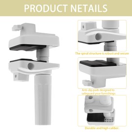 Mic Arm Desk Mount Clamp Insert Holes Universal Mic Stand Desk Holder for Boom Arm, Lamp, Monitor Stable Desk/Bed Mount White(2-Pack)