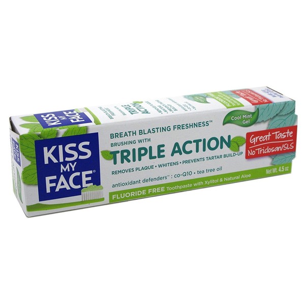 Kiss My Face Toothpaste Triple Action Cool Mint Gel 4.5 Ounce (133ml) (3 Pack)