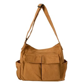 ModaZeal Canvas Shoulder Bags for Women Men, Large Hobo Messenger Bags Soft Denim Leisure Travel Bag Multiple Pockets Denim Tote Bags With Adjustable Shoulder Straps