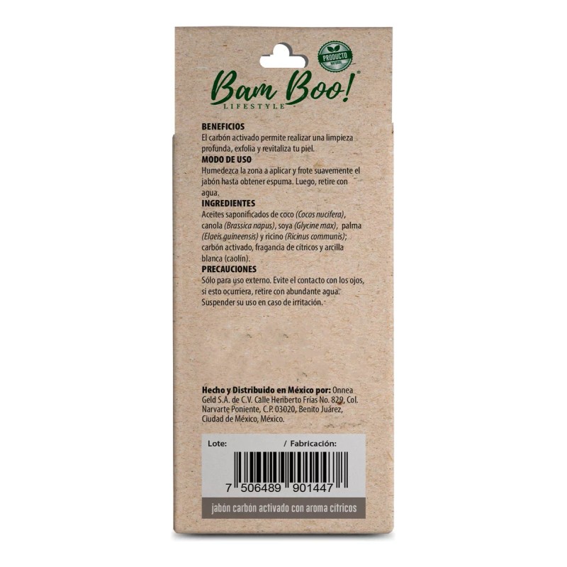 Bam Boo! Lifestyle Jabón Carbón Activado Y Cítricos 80 G