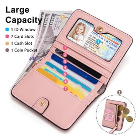 OYLOLA Birthday Gifts for Teen Girl Kids Wallet Girl Wallets Small Initial Rfid Wallet Teen Girls Gift Preppy Stuff for Girls, Pink, L