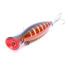Popper Fishing Lure, JAZALIC Topwater Popper Lures 3D Eyes Fishing Accessories for Saltwater Surface Casting and Freshwater Surface Fishing, Gt Tuna Kingfish Large Predator Fish (red)