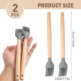 2PCS Backpinsel Silikon, Plastikfrei, Silikonpinsel mit Bambus, 20 cm, Vegan und BPA-frei, Hitzebeständig bis 200°C, Hochwertiger Küchenpinsel aus Moso-Bambus für Backen, Grillen und Kochen, Premium L