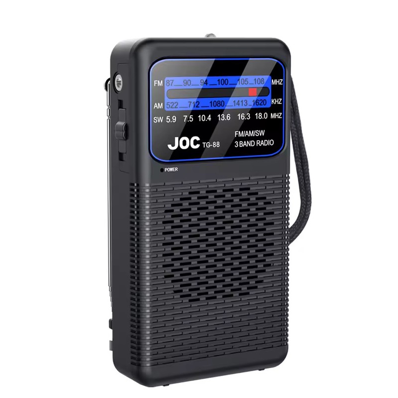 Portable AM/FM/SW Pocket Radio with LED Flashlight, 3.5mm Headphone Jack