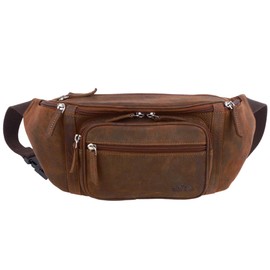 Oakridge Leather Mens Large 5 Pocket Bumbag - Brown Hunter