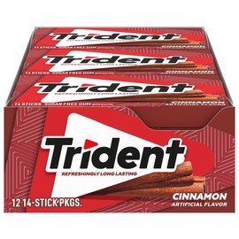 Trident Cinnamon Sugar-Free Chewing Gum, 12 Packs of 14 Pieces (168 Total Pieces)