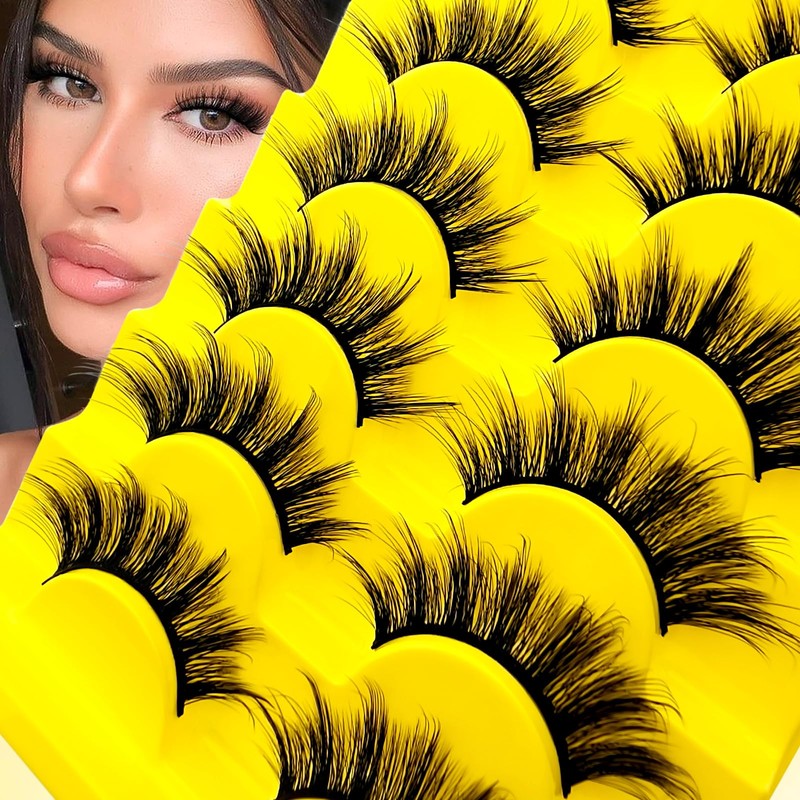7 Pairs of 3D False Eyelashes, Cat Eye, Fluffy Volume,