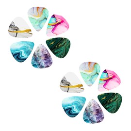 Jasenna Guitar Picks - 12 Medium Gauge Celluloid Guitar Picks In a Box W/Picks Holder. Unique Guitar Gift For Bass, Electric & Acoustic Guitars (12-Quicksand Splash Ink)