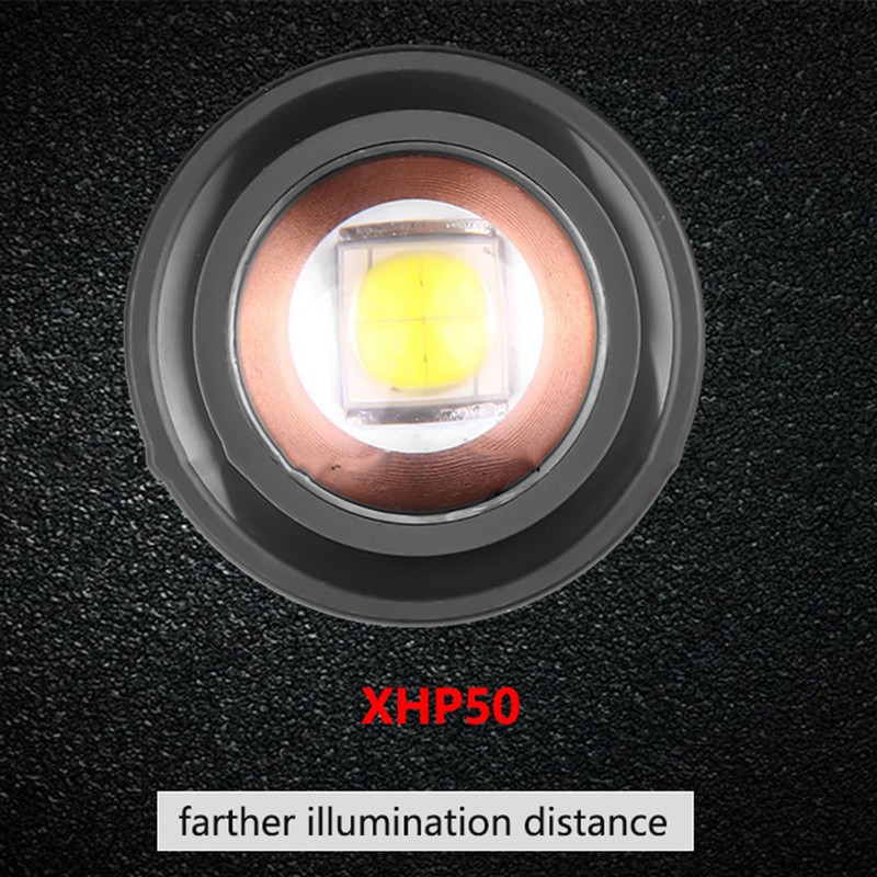 Telescopic Zoom Strong Light Flashlight High Brightness Power Display Portable