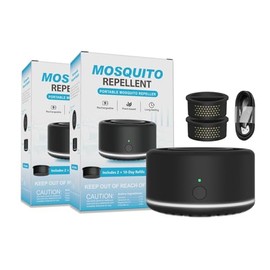 Virine Mosquito Repeller 2 Pack, Portable Mosquito Repellent Devices with 4 Refills, Fan-Powered Diffusion Mosquito Deterrent for Patio, Camping and Outdoor Use, USB-C Charging, Adapter Not Included