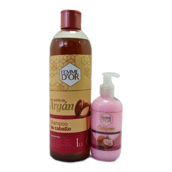 Femme D'or Shampoo Argán 1lt + Colágeno 250ml Femme D'or