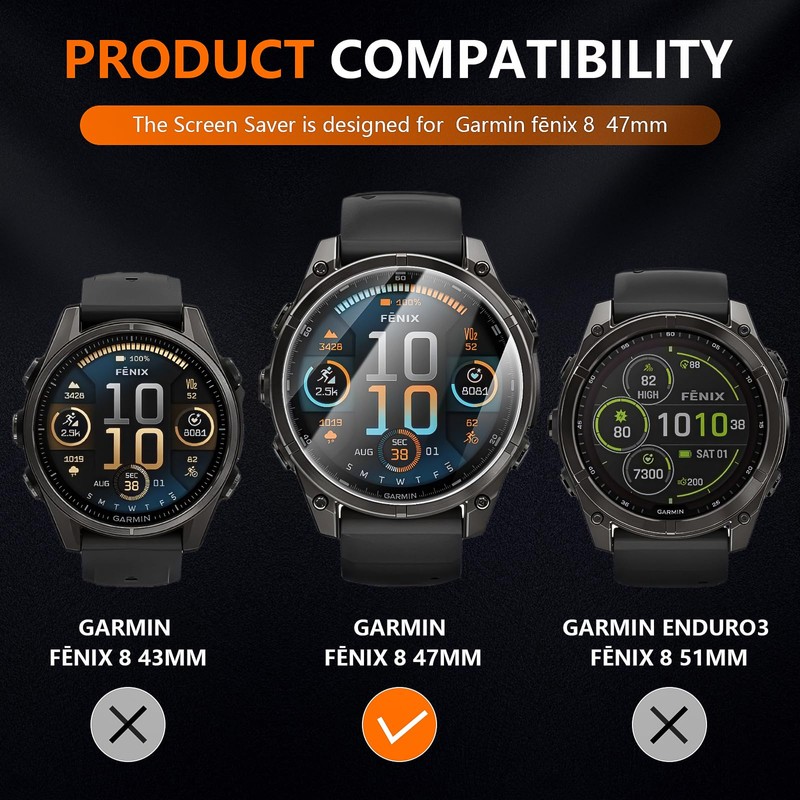 Suoman 3+2 Pack for Garmin Fenix 8 (AMOLED) 47MM Screen