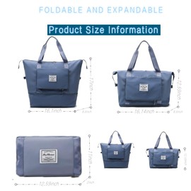 RichMoro Large Capacity Foldable Travel Bag Expandable Collapsible Waterproof Dry and Wet Separation Large Capacity Travel Handbag (Black)