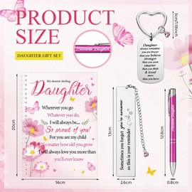 Tenare 4 Pcs Daughter Gifts Set Include Notebook Ballpoint Pen Daughter Keyring Encouragement Bookmark Birthday Graduation Christmas Inspirational Gifts from Mum and Dad