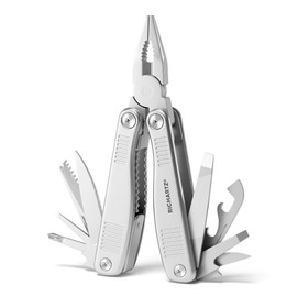RICHARTZ Terra Tool | 12 Functions | Multitool with Safety Lock | Stainless Steel Handles with Embossed Surface | Securely Lockable Multitool Tool Including Belt Bag