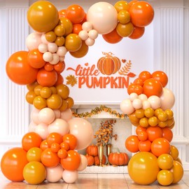Bezente Fall Balloons Arch Kit, 111Pcs Orange Burnt Orange Pastel Orange Latex Balloons Garland Kit for Fall Little Cutie Baby Shower, Thanksgiving, Birthday,Pumpkin Theme Party Decoration