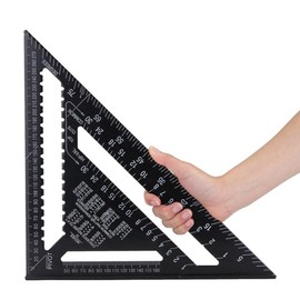 Aluminium Carpenter's Square 12"/30cm Multi-Function Metric Roofing Tool - Woodworking Speed Square with Protractor & Angle Finder for Construction, DIY Projects & Framing Work