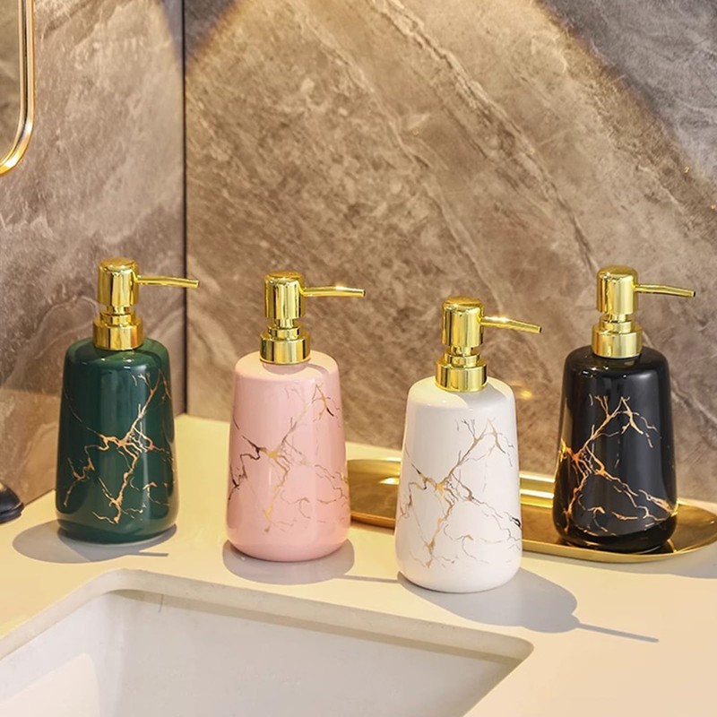 Luxury Marble Ceramic Soap Dispenser – 350ml Refillable Hand Soap